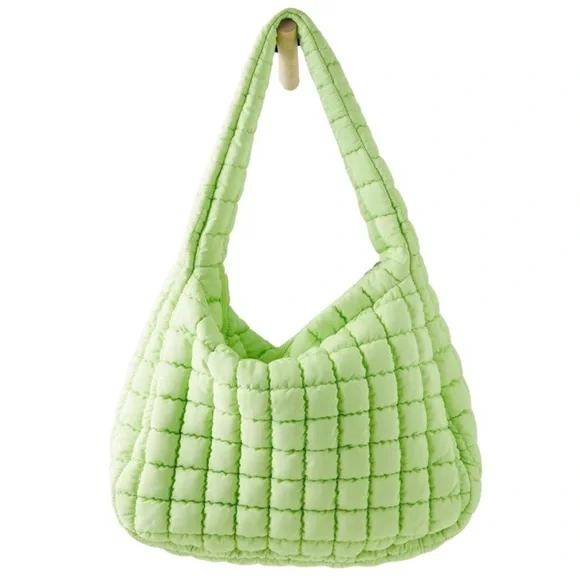 Free People Movement Carryall Lime Green Quilted Shoulder Bag - Picture 3 of 7